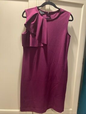 bebe Plum One-Shoulder Ruffle Sheath Dress